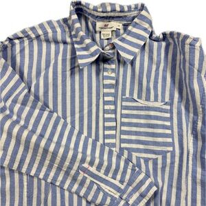 Vineyard Vines Weekend Striped Button-Down Women – Blue & White | Cotton Linen
